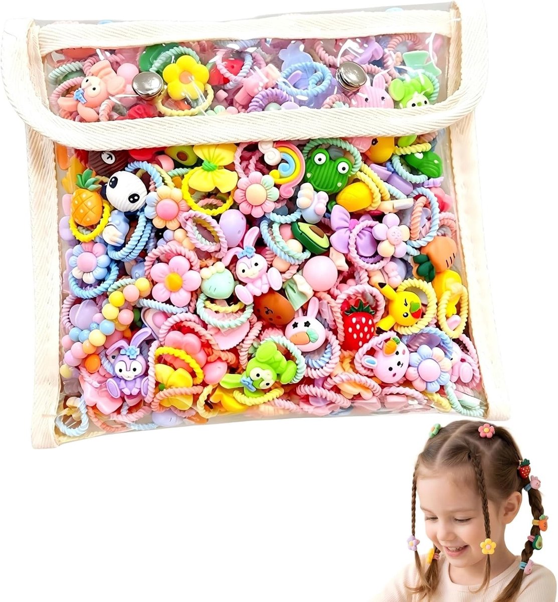Kleurrijke haarelastiekjes voor meisjes - 100 stuks, ideaal voor haarstyling en accessoires