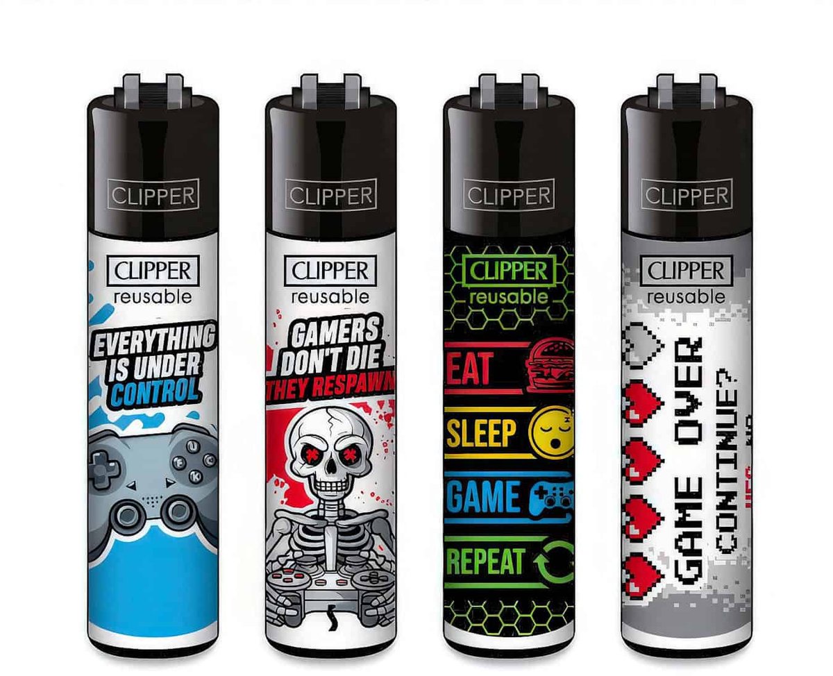 Clipper Classic Large Aanstekers "Gamer #3" (4 Stuks)
