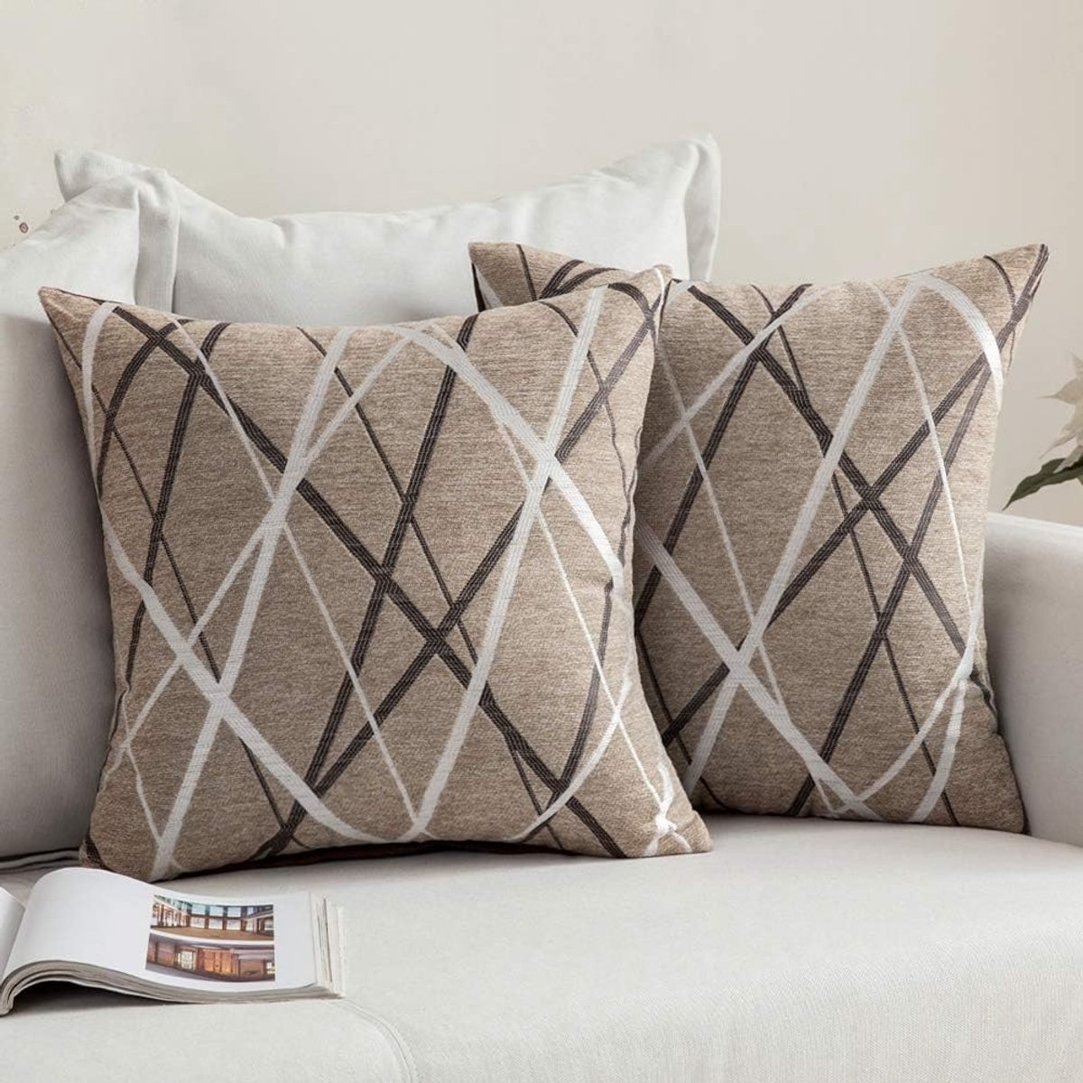 Moderne Decoratieve Vierkante Luxe Kussenhoezen voor Bank en Slaapkamer met Verborgen Rits - 40x40 cm Licht Koffiekleur