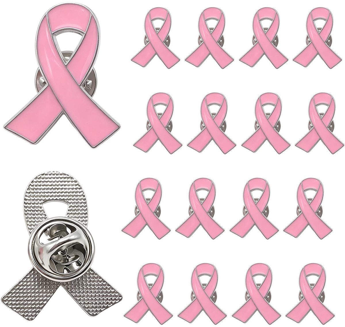Set van 16 Roze Lintspelden - Borstkanker Bewustzijn