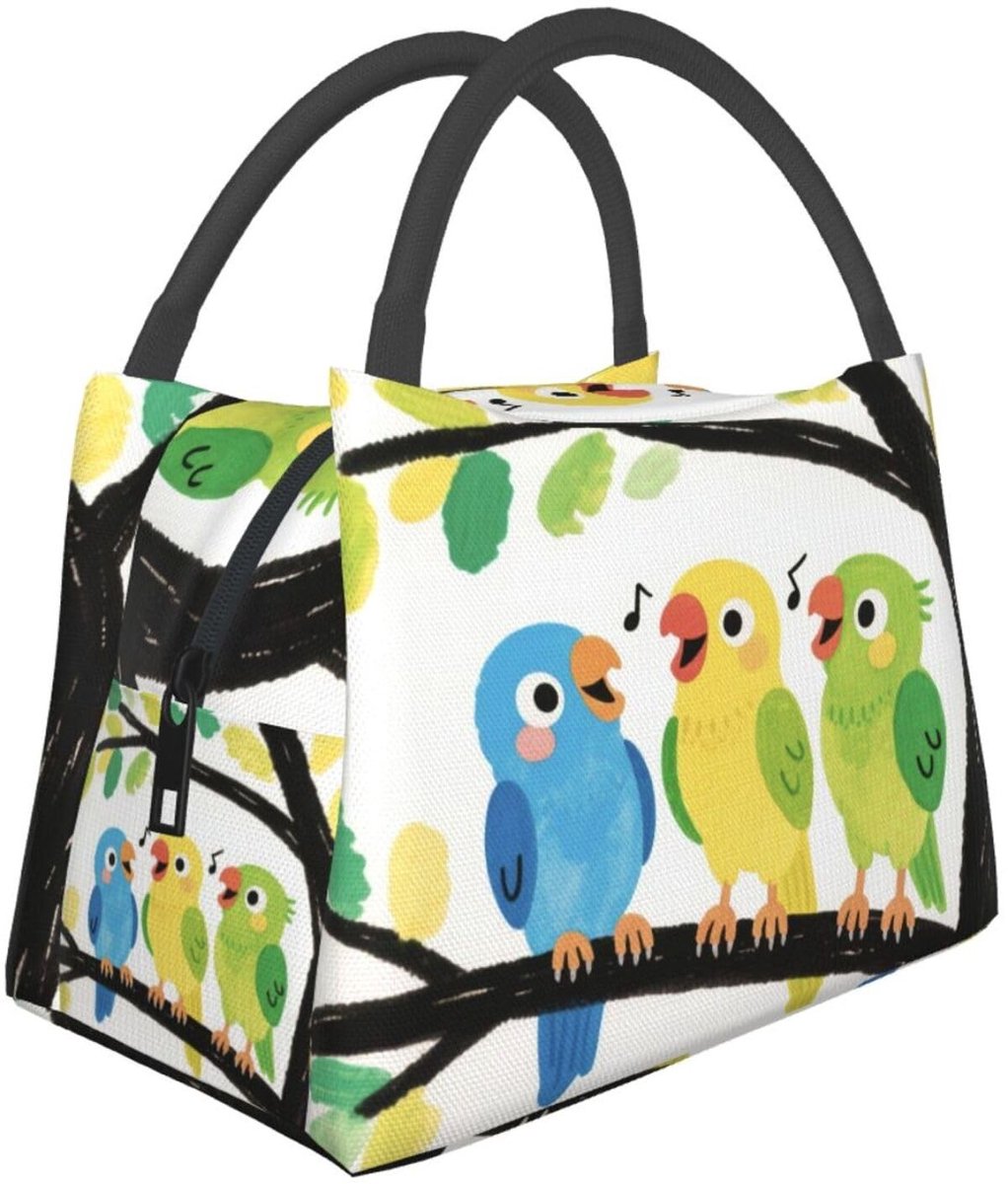 Opvouwbare Geïsoleerde Lunchtas - Psittasong Print