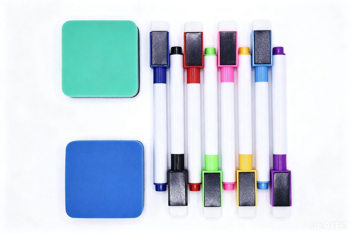 Droog Uitwisbare Marker - 8 Kleuren met Gumdop