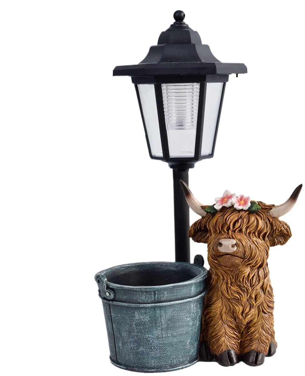 Zonne-energie Plantenbak Buitenverlichting - Koe Standbeeld