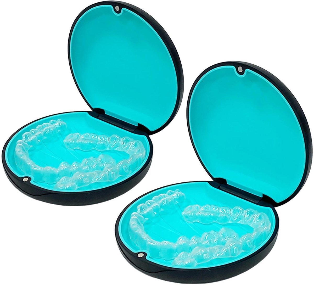 Retainer Case - 2-pack zwart en cyaan met magnetische sluiting