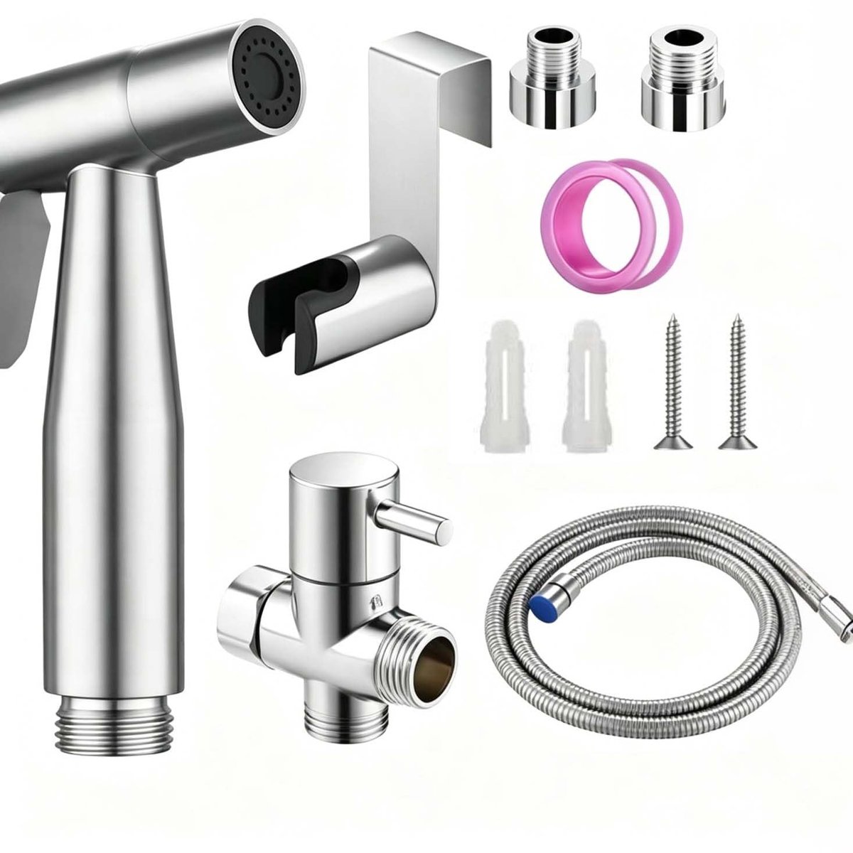 Bidet handdoucheset - Roestvrij staal met G1/2 inch ventiel en G3/8 adapter