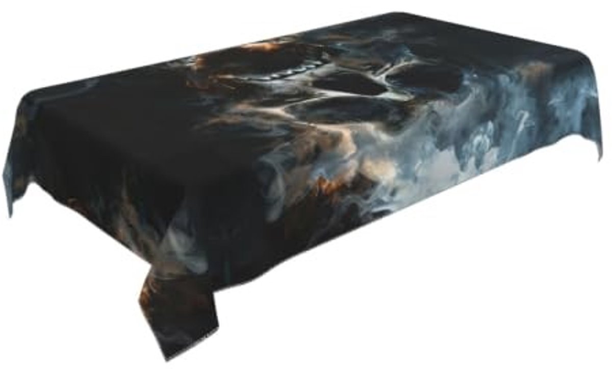 Rechthoekig Tafelkleed - Horror Ghost Skull Print - Zwart