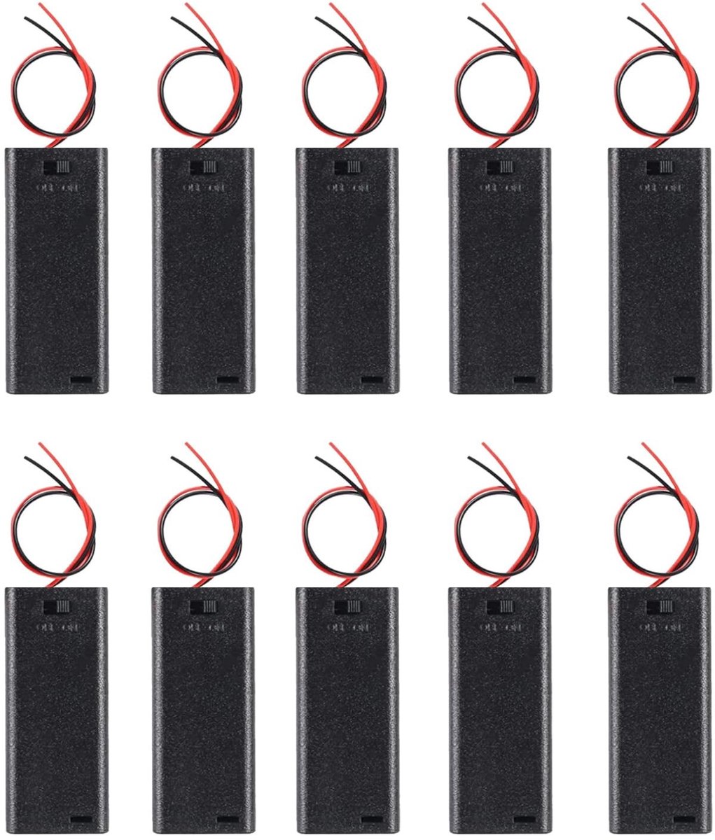 10 Stuks Batterijhouder met Aan/Uit Schakelaar - 3V
