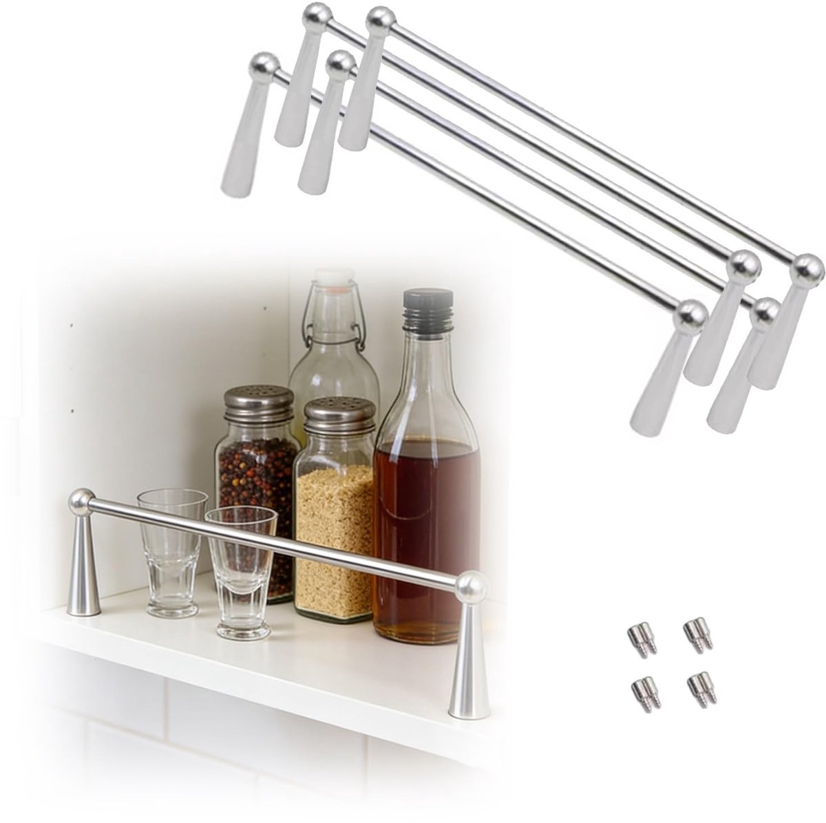 Plank reling - Aluminium kantelbeveiligingsrail 4 stuks