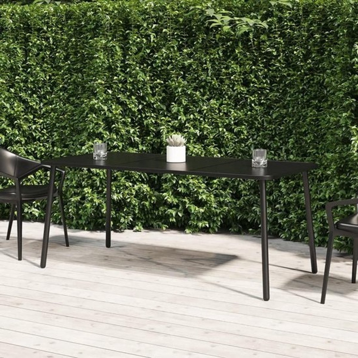 Tuintafel Antraciet - Buiten Eettafel - Buiten Eten - Lattenontwerp - 165x80x71 cm - Antraciet