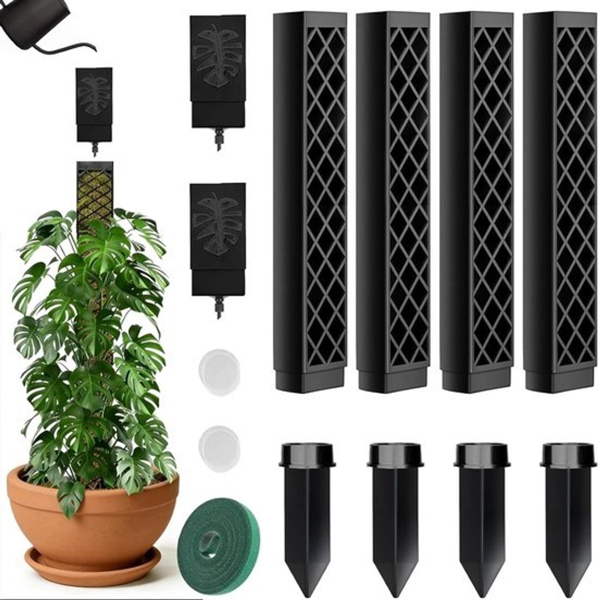 Moss Pole voor Klimplanten - 4 Stuks Zelfwaterende Mosstokken voor Binnenplanten, Ideaal voor Monstera en Andere Klimplanten, Plastic Steunen met Watergeeffunctie voor Tuinieren