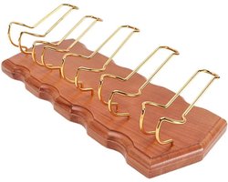 Houten Stand voor Tabakspijpen, Robuuste Fluithouder met Metaal, Tabakspijp Rack voor 5 Pijpen, Ideaal voor Verzamelaars en Enthousiastelingen