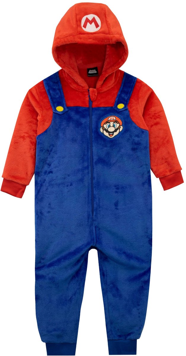 Fleece Pyjama Romper voor Jongens - Multicolor met Mario Ontwerp