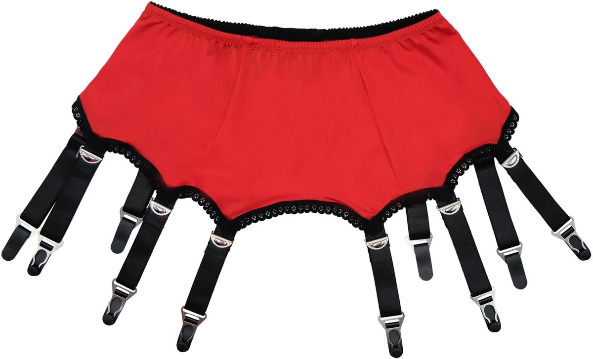 Suspender Belt met 10 Verstelbare Straps - Rood