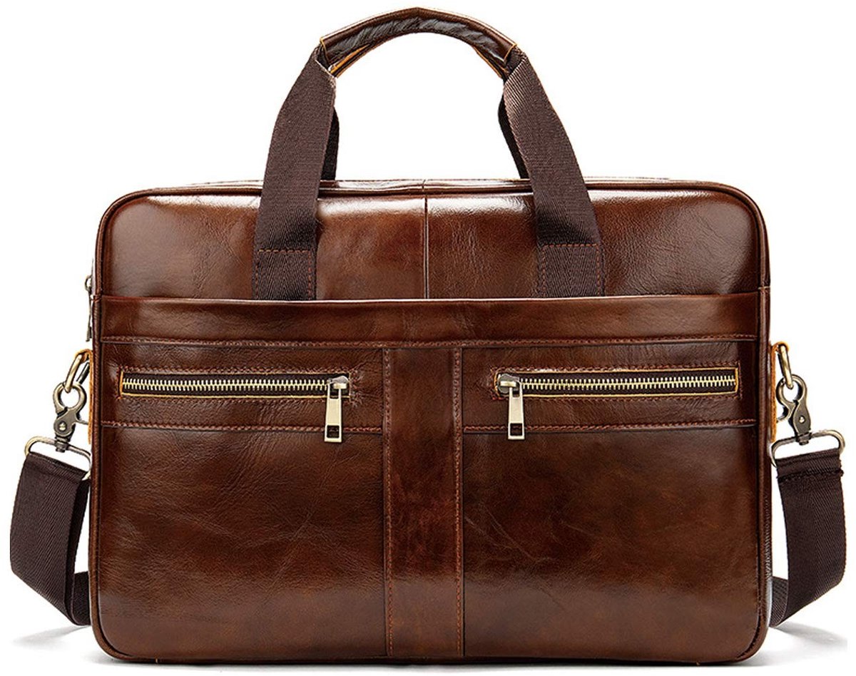 Laptoptas voor mannen - Leer, waterdicht, schoudertas