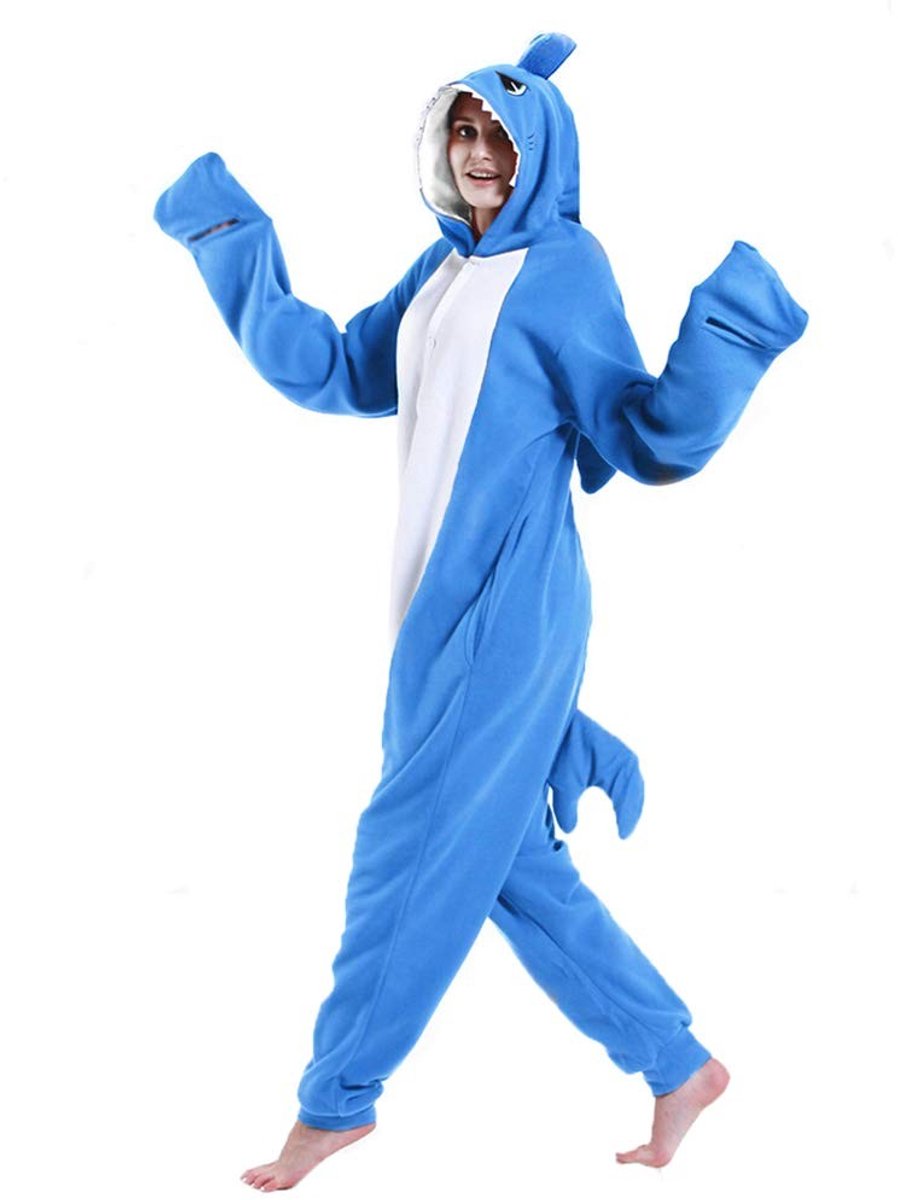 Dierenkostuum Shark Jumpsuit - Unisex voor Volwassenen en Kinderen - Donkerblauw