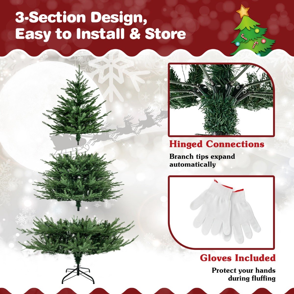 SureDeal® - Kerstbom - Led kerstboom - Opblaasbare Kerstman krans - Kerstkrans - Rode Strik - 120x50x120 cm - Zoals Afgebeeld op de Foto – foto 5