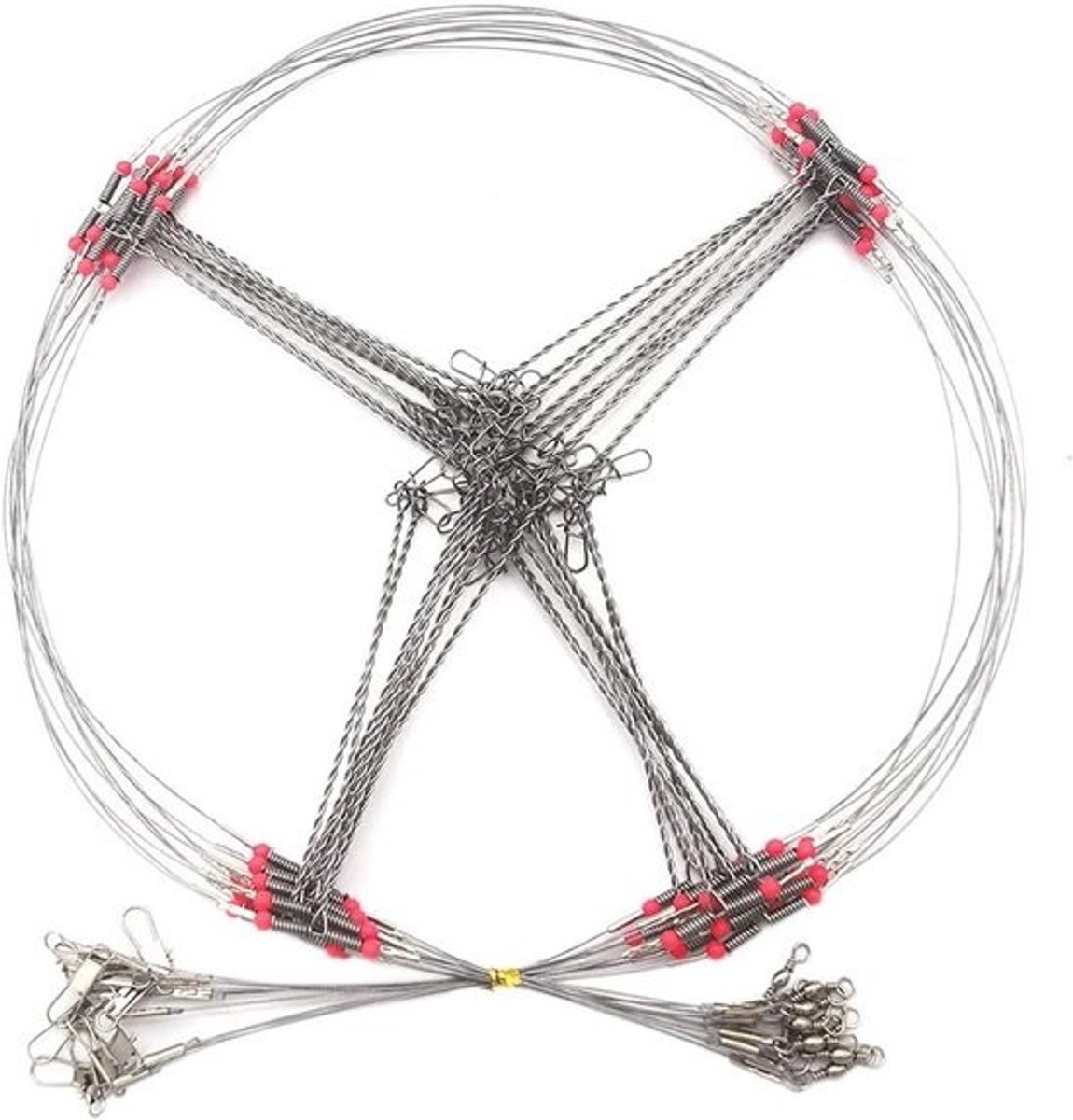 Visdraad Leader Rigs - Bottom Rigs Vissen Onderlijnen - Zoutwater Vissen - 7-Strands Staaldraad - 10 stuks - Zwart