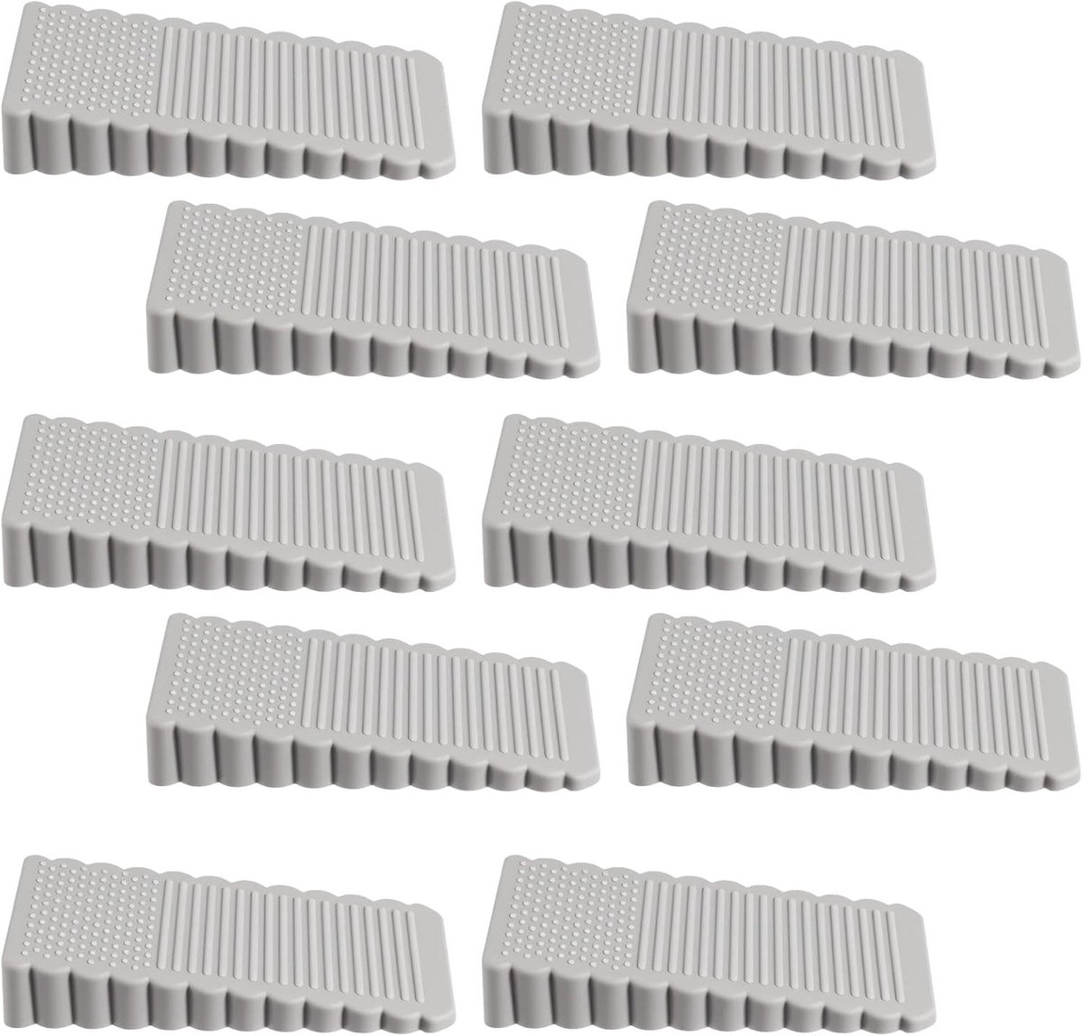 Set van 10 Rubber Deurstoppers - Stapelbare Deurstoppers voor Thuis, School en Commercieel Gebruik (Grijs) - Effectieve Deurbeveiliging en Antislip Design