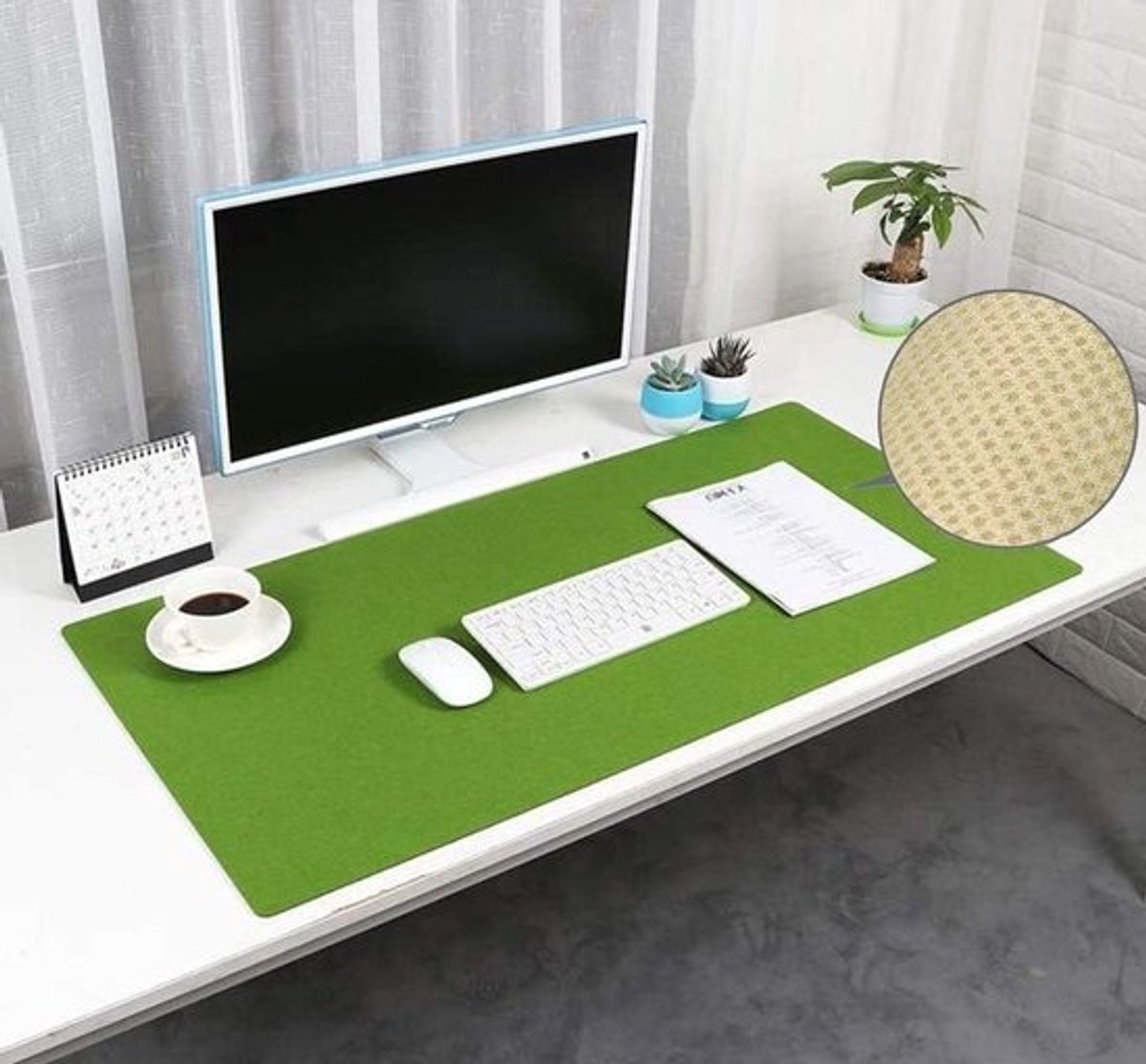 Bureau Pad - Schrijftafelmat Muismat - Comfortabel Werken - Antislip en Zacht - 140x70cm - Groen