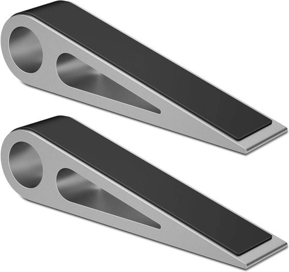 Deurstoppers - Deurwiggen - Deuren Open Houden - Antislip Rubberen Basis - 14 cm Lengte - Zilver