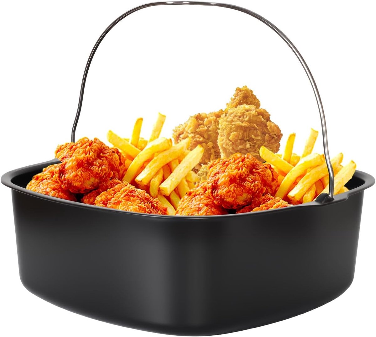 Herbruikbare Bakvorm voor Airfryer - Metalen Bakvorm voor Hot Air Fryer, Antiaanbaklaag, Geschikt voor 22 cm Modellen