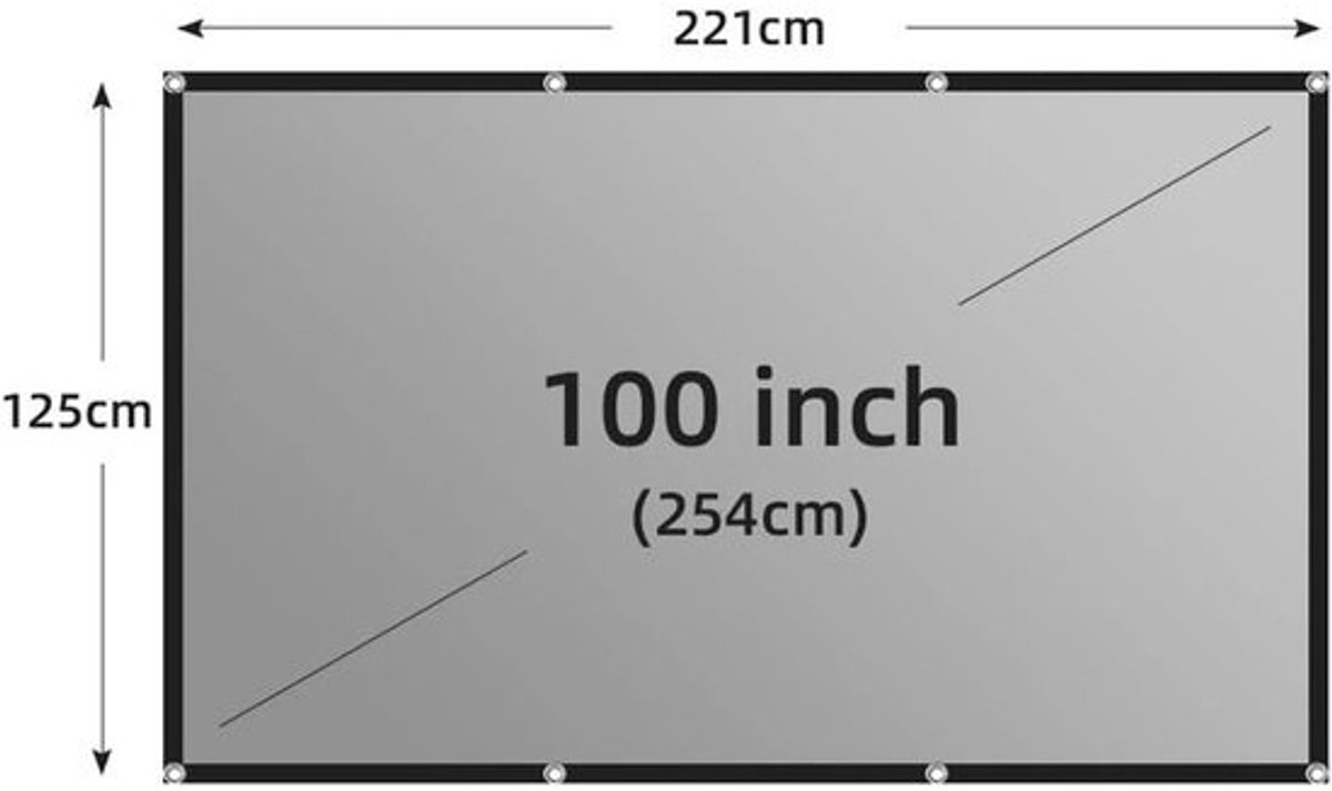 Projectiescherm - Beamerdoek - Filmavond Thuis - Anti-lichtdoek - 16:9 Formaat - Grijs