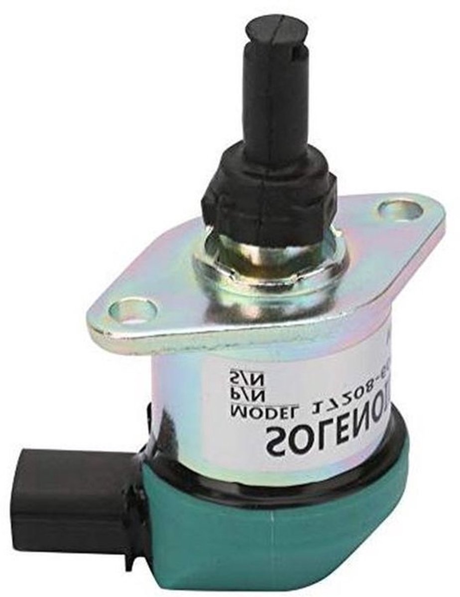 Afsluitmagneet Graafmachine - Magneetventiel Motorstop - Motor Uitschakelen - 12V Werking - 1 stuk - Zwart