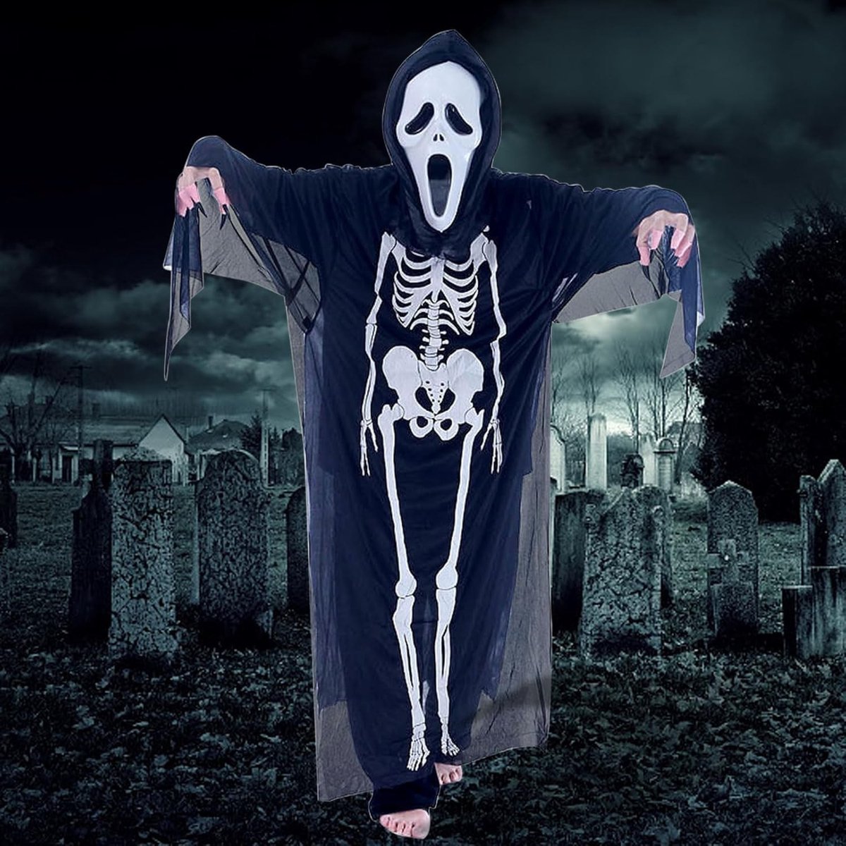 Griezelig Kinder Halloween Kostuum van 90 cm, Skelet Outfit voor Cosplay, Feest en Carnavalsvieringen