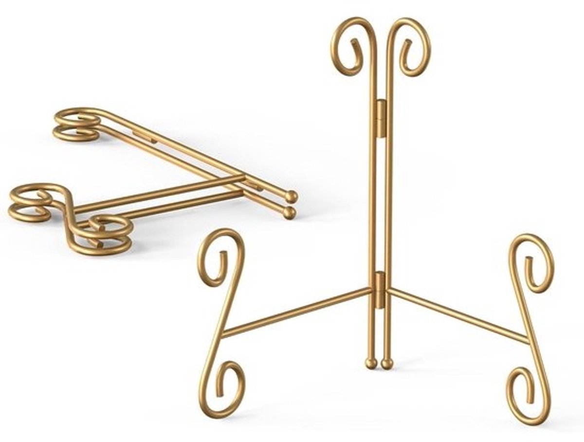 Gouden Plaatstandaard - Decoratieve Houder - Decoratie Weergeven - Stevige IJzeren Constructie - 205 cm - Goud