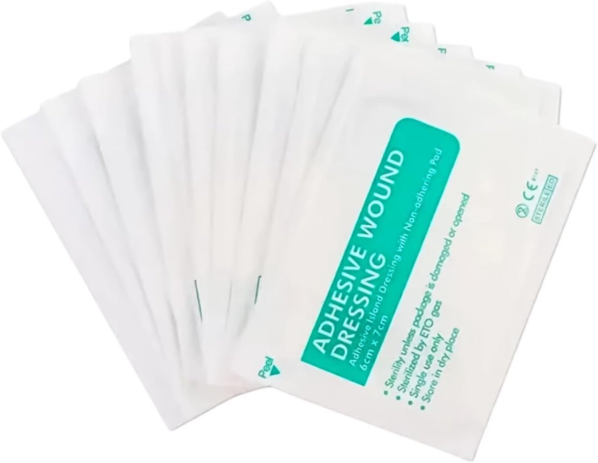 20Pcs Zelfklevende Steriele Wonddressings 6Cm X 7Cm - Ademend en Zacht voor Snijwonden, Schaafwonden en Drukzweren