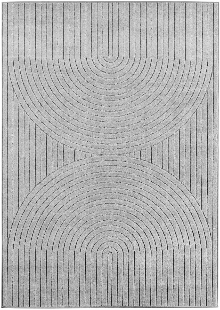 Dutch XXL Japandi Vloerkleed | Tapijt | Nova | Bogen | Zilver | 80x150 cm