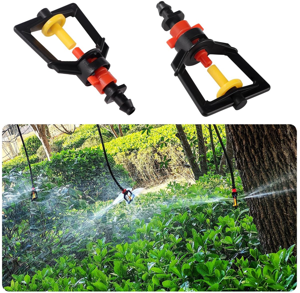 30PCS Micro Nozzle voor 360 Graden Bewatering, Verstuiver met Refraction Spray en Hangende Irrigatiekop voor Tuin en Boerderij