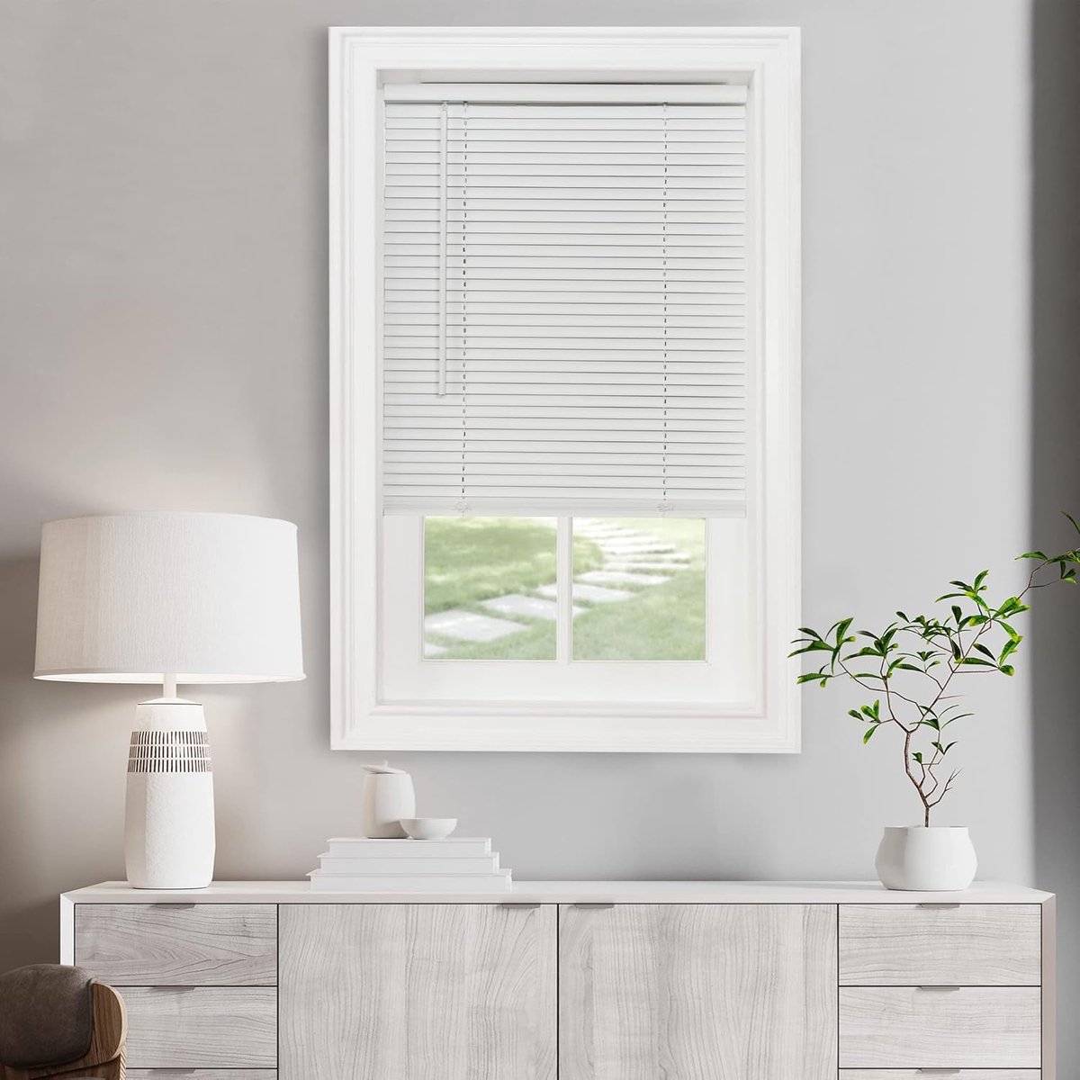 Raambekleding - Koordloze mini-jaloezieën - Lichtfilterend - 58 x 122 cm - Wit