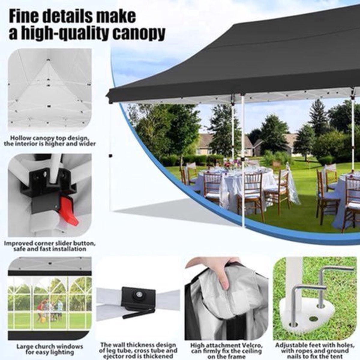 Partytent – Inklapbare Tent – Buitentent – Feesttent – Bruilofttent – Waterdicht Oxford Materiaal – Stevig Stalen Frame - Khaki