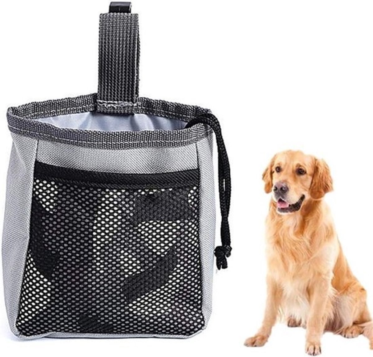 Hond Treat Bag - Traktatiezak Hond - Hondentraining - Met Kak Zak Dispenser - 90G - Grijs