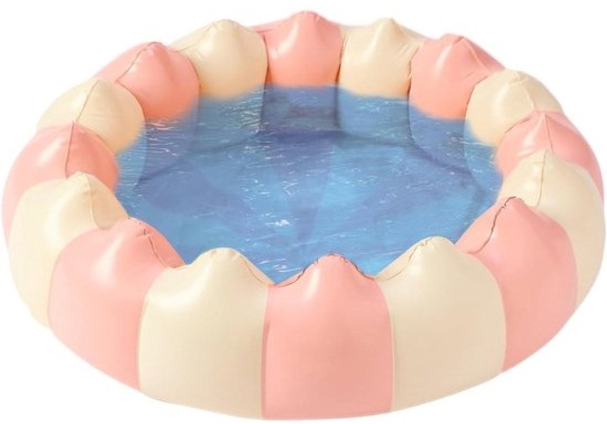 Opblaasbaar Zwembad - Waterspeelcentrum - Buiten Spelen - Vintage Gestreept Ontwerp - 120 x 120 x 30 cm - Roze