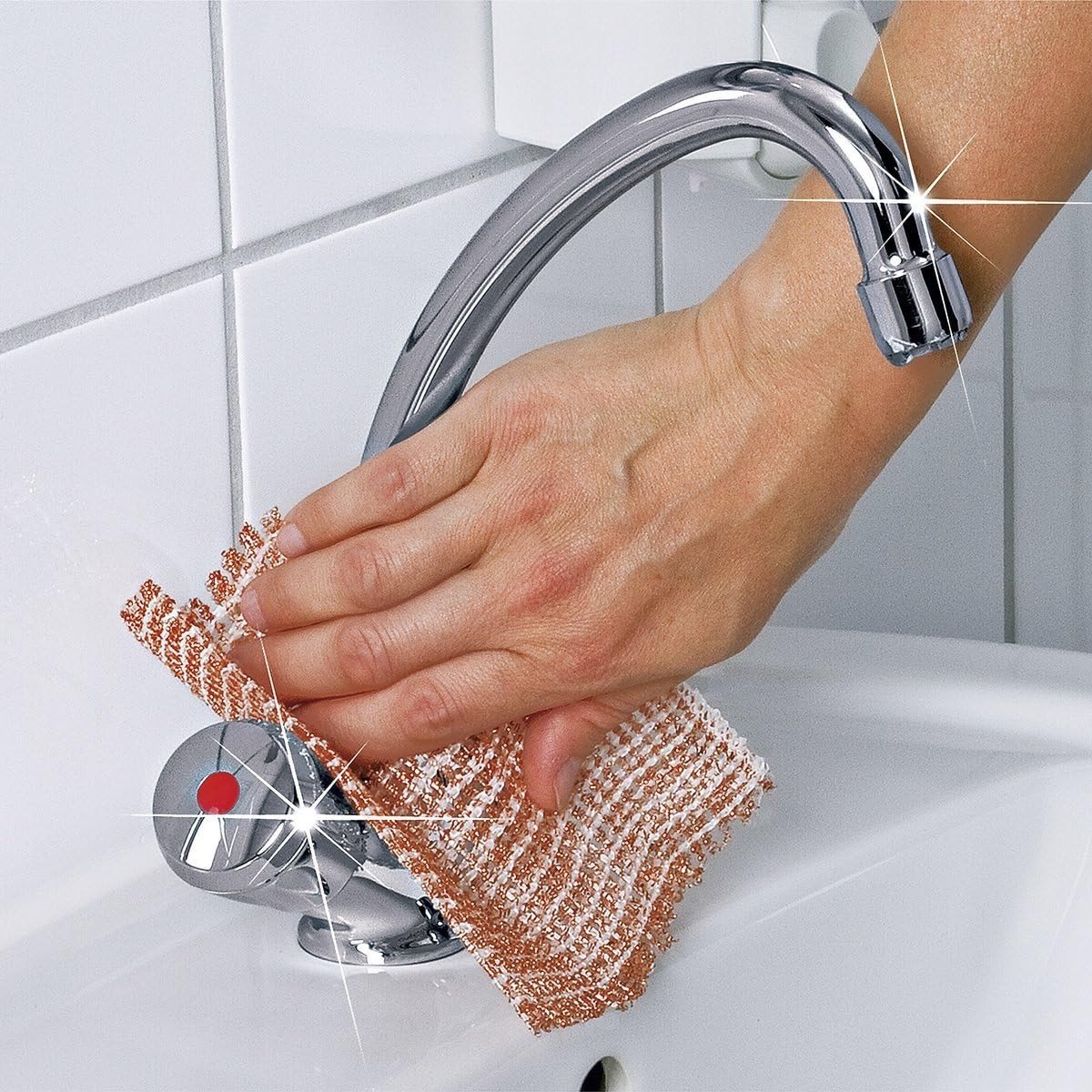 Draadvaatdoek krasvrij - Koper - 16 x 13 cm - Dubbellaagse koperen doek set van 3 - Voor keuken en huishouden