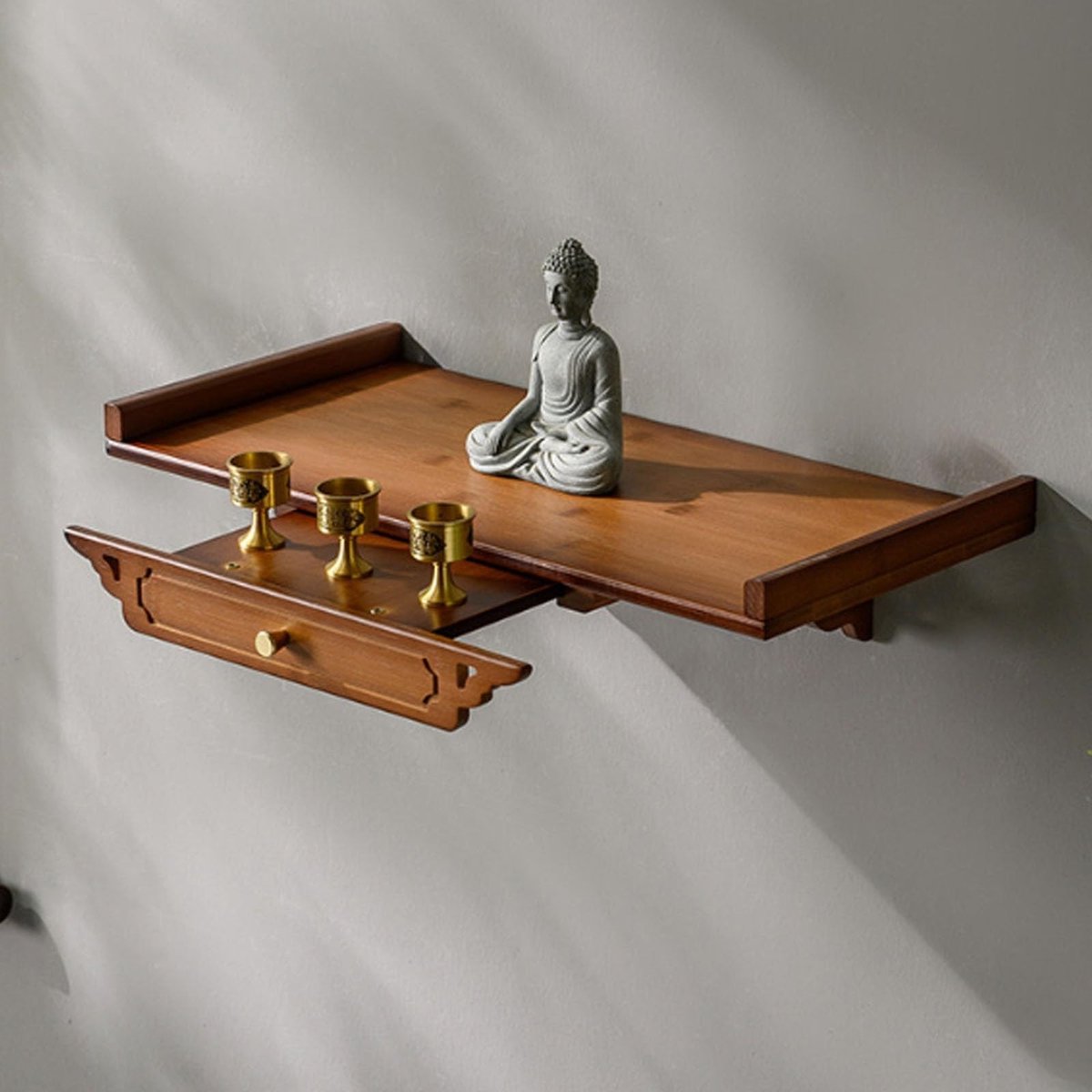 Boeddhabeeld Niche - Bamboe Wandplank voor Wierook
