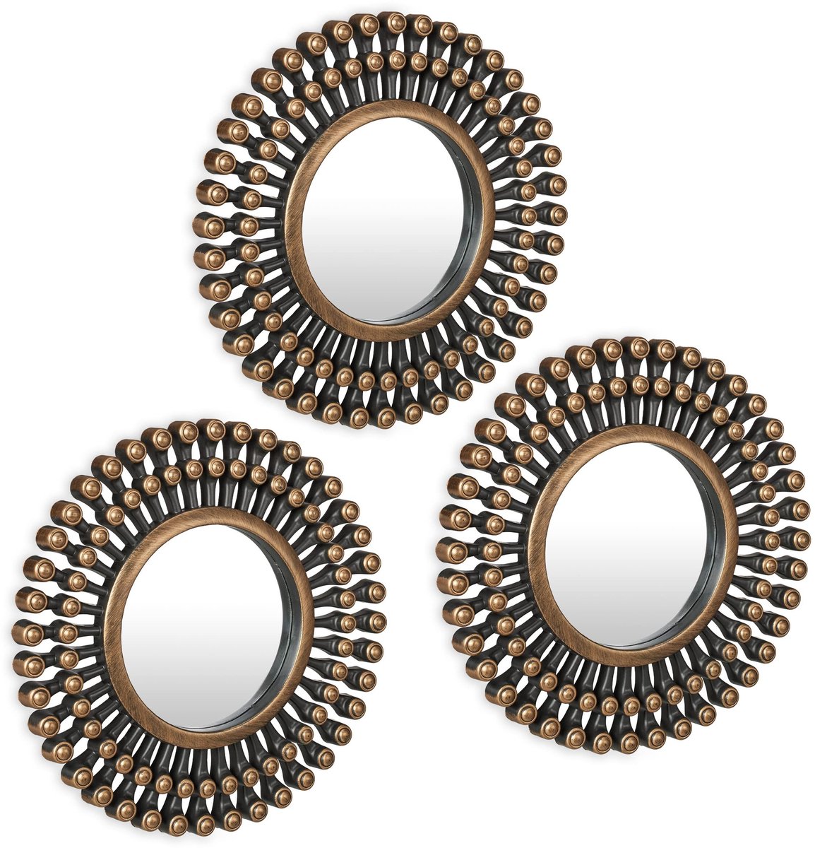 Set van 3 zonvormige spiegels - Decoratie voor woonkamer en slaapkamer