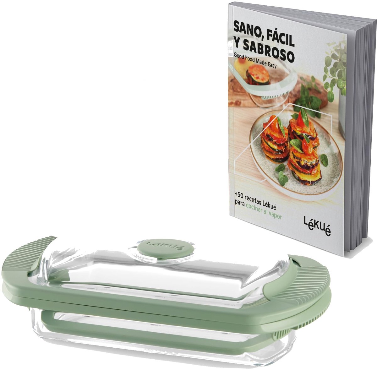 Stoomcontainer van Glas - 750 ml met Receptenboek