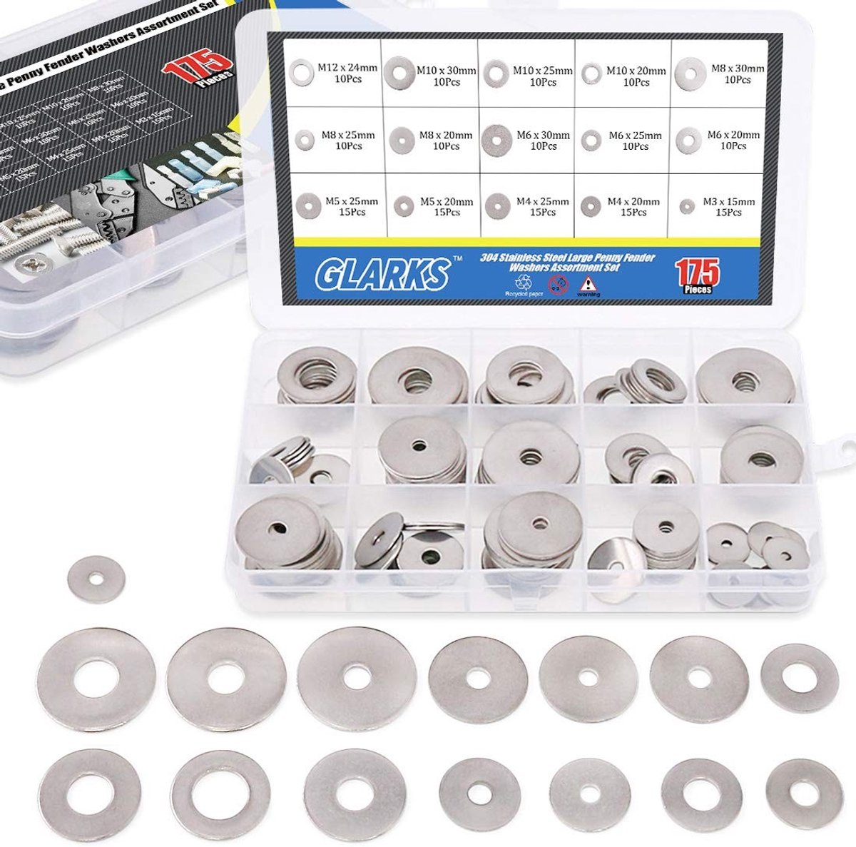 Assortiment Vlakke Ringen - 304 - 175 stuks
