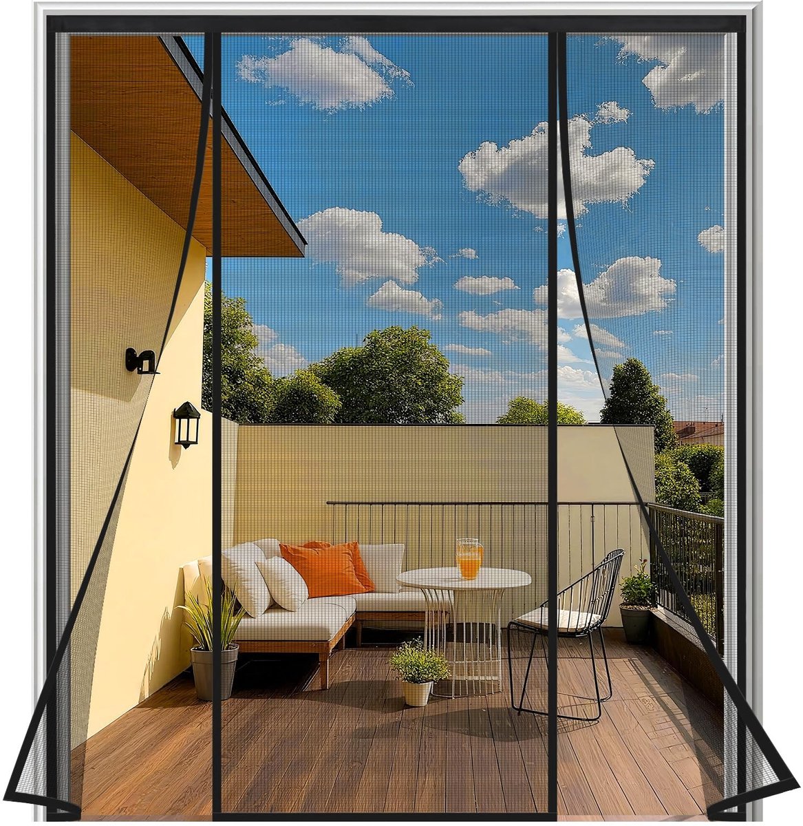 Vliegenscherm Deur - 160x240 cm Zwart Magnetisch voor Balkon