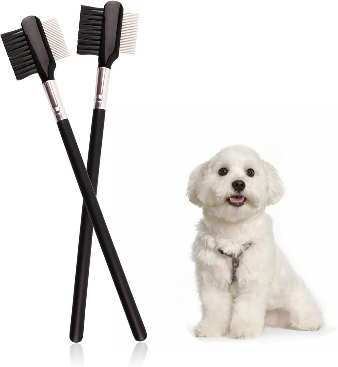 Dubbelzijdige Oogkam voor Honden en Katten - Tear Stain Verwijderaar, Vachtverzorging en Oogverzorging voor Huisdieren, Ideaal voor Vlekken en Oogafscheiding