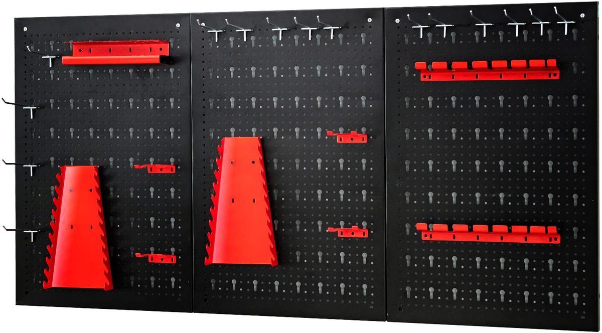 Pegboard Wandorganizer - Met 3 Pegboards en 25 Hangaccessoires - Zwart