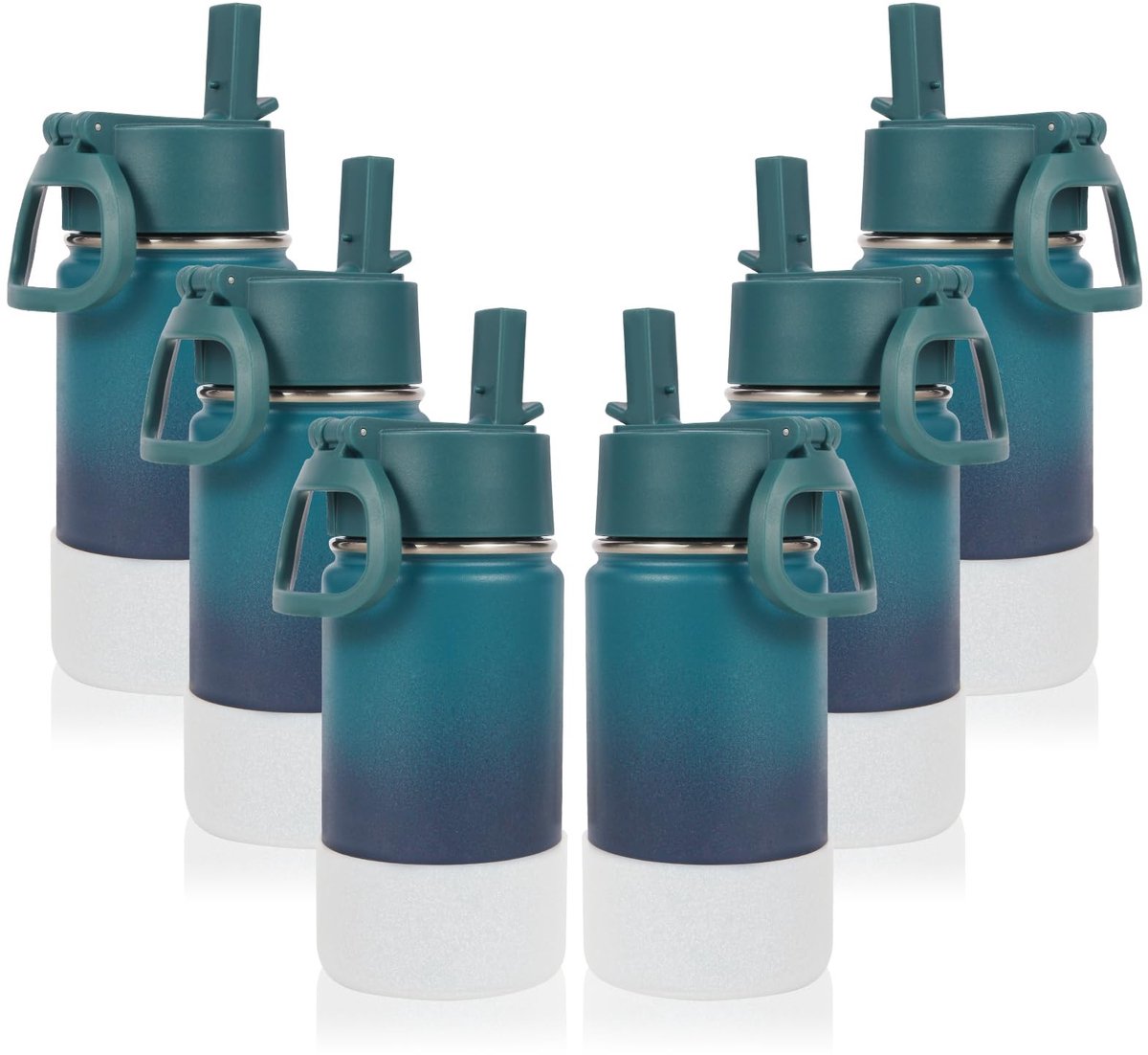 Waterfles met Rietje - 410ml - 6 Stuks - Donker Nacht