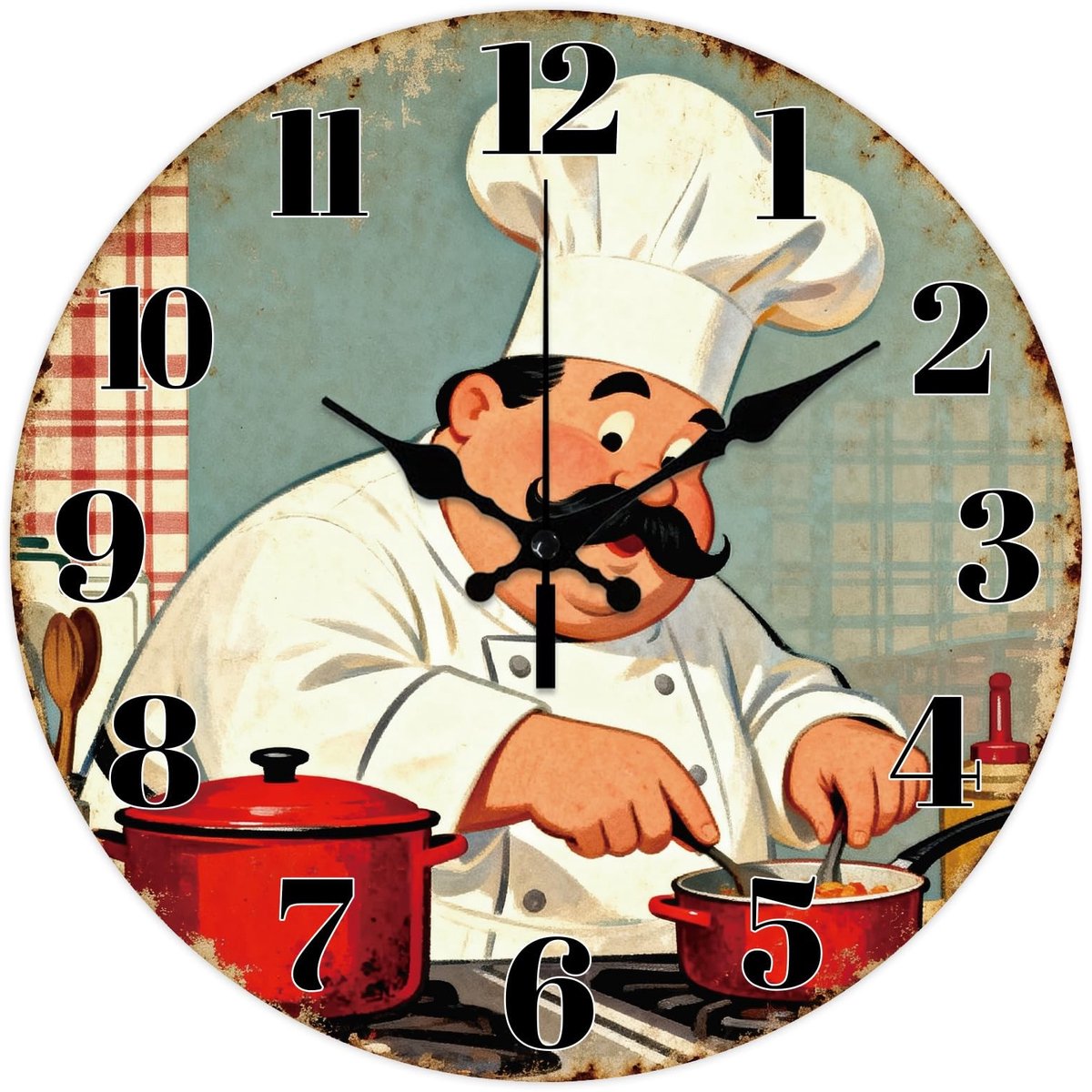 Wandklok met grappig chef thema - Houten wandklok 30cm