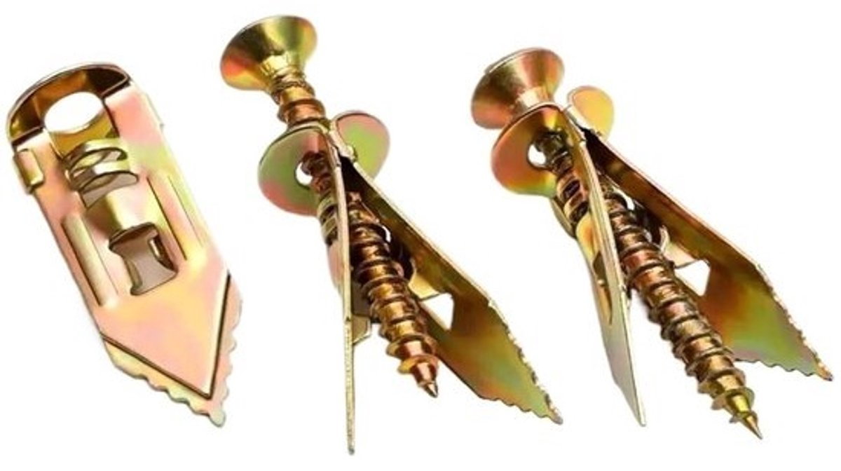 Expansieschroeven - Holle muurpluggen - Bevestigen in muren - Zelfborende punt - 11x30mm - Goud