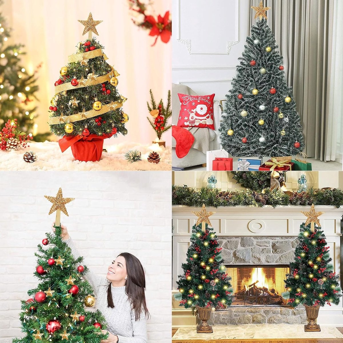 Grote Stro Ster voor de Top van de Kerstboom, Handgemaakte Kerstboomdecoratie, Perfect voor Elke Grootte Kerstboom, Feestelijke Versiering voor de Kerstperiode – foto 6