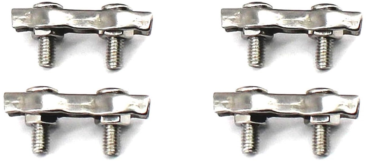 304 roestvrij staal draad touw clip kabel touw dubbele klem M6 pak van 4 stuks