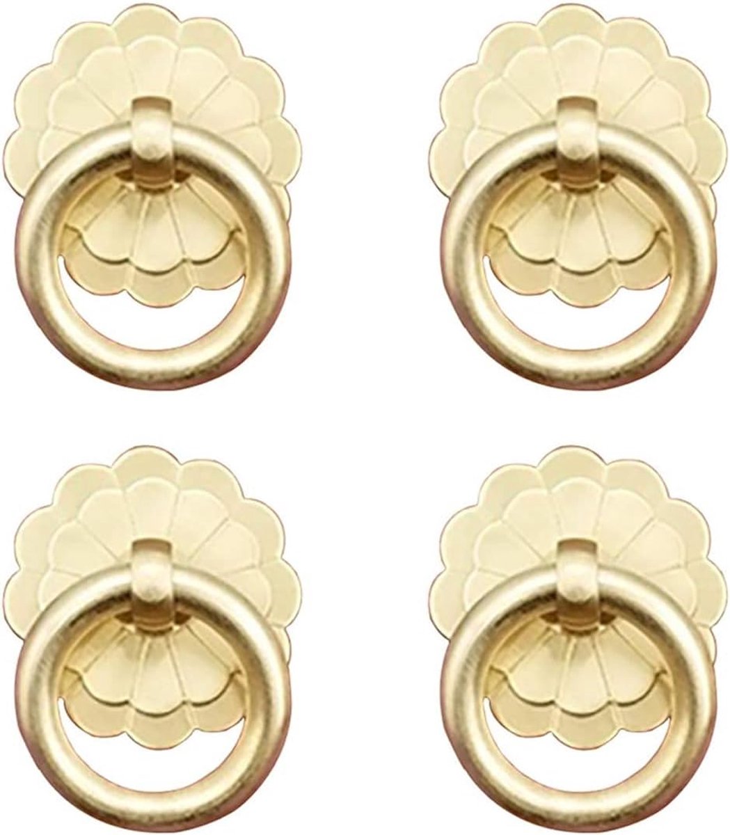 4 stuks vintage ladegrepen 3 cm retro ring ladeknoppen keukenkast kastdeurring antieke stijl meubelgrepen goud